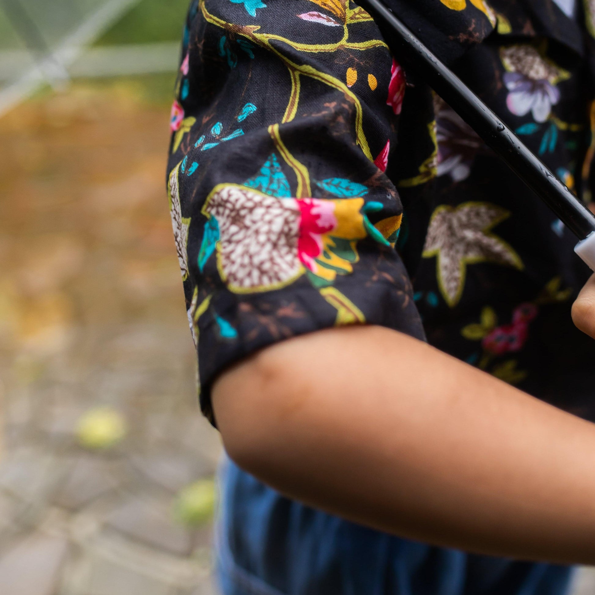 Black Floral Screenprint Boys Shirt-Kidswear-House of Ekam