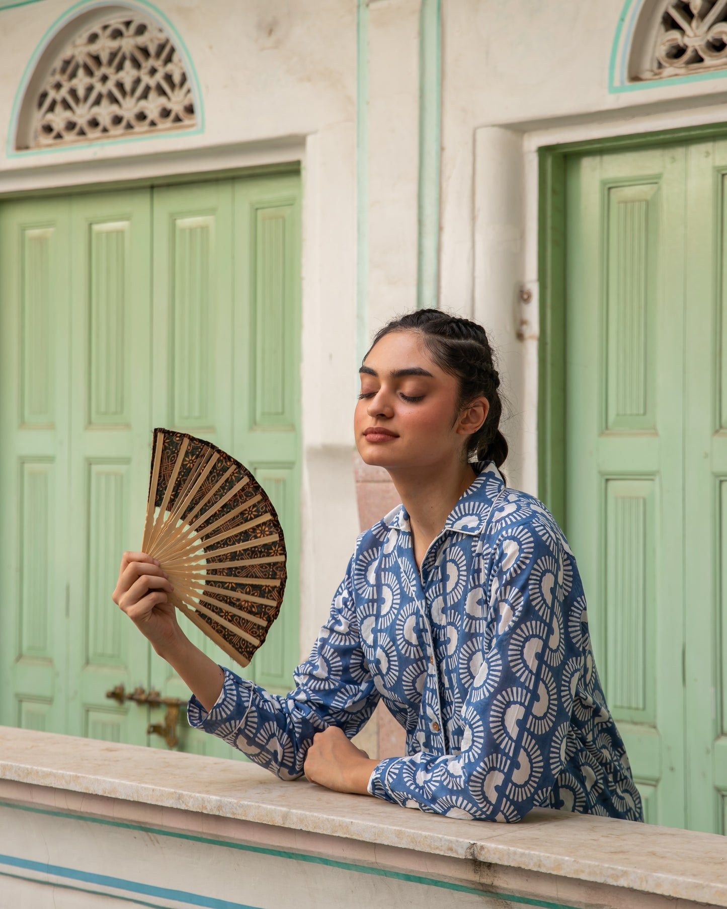 Blue Rainbow Blockprinted Loungewear Set