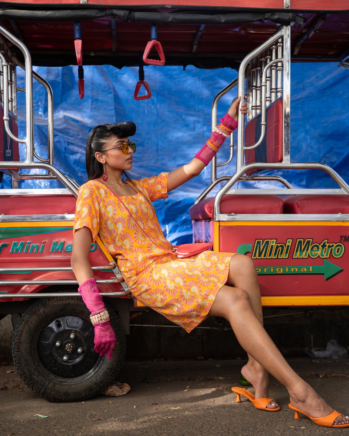 Rainbow Dreams Orange Cotton Satin Dress