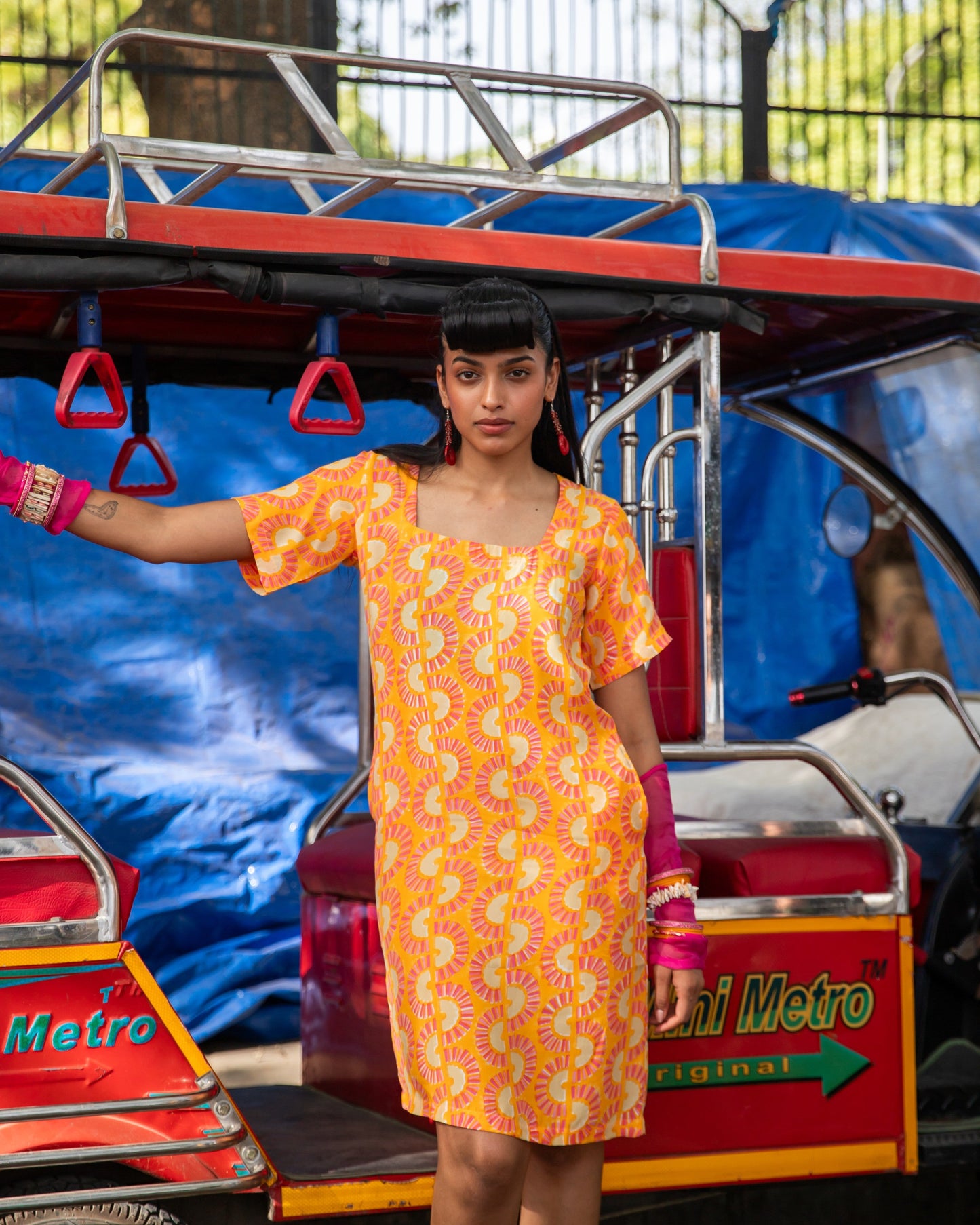 Rainbow Dreams Orange Cotton Satin Dress