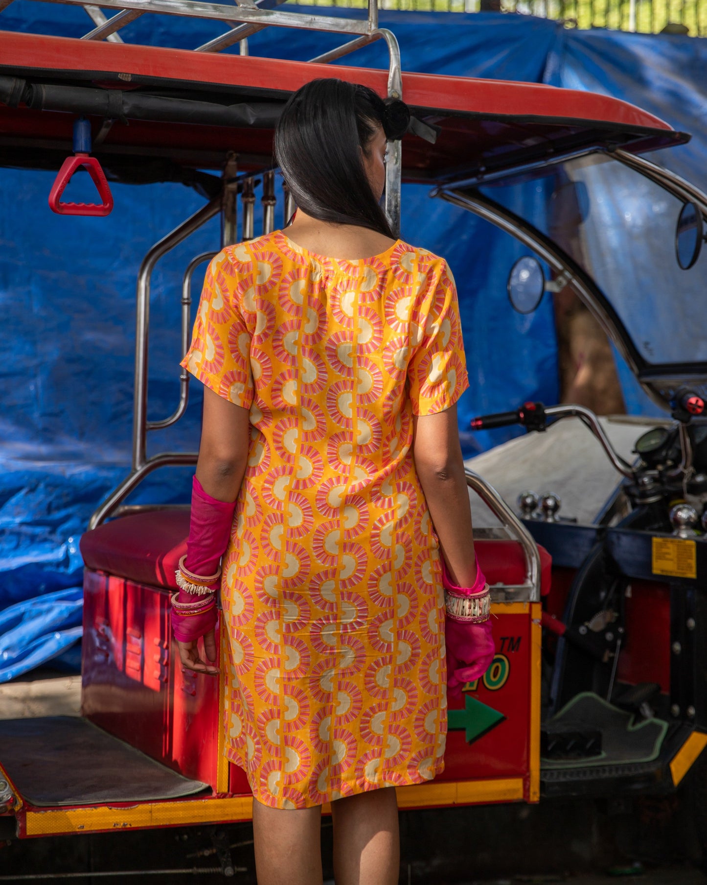 Rainbow Dreams Orange Cotton Satin Dress