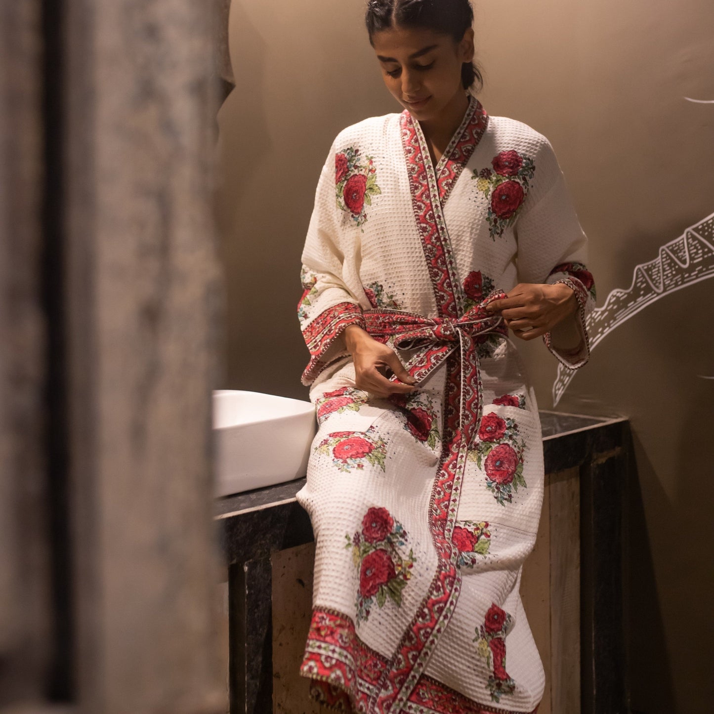 Kentish Rose Bathrobe-Bath robes-House of Ekam