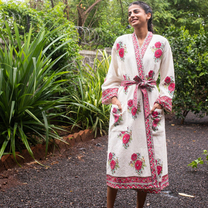 Kentish Rose Bathrobe-Bath robes-House of Ekam