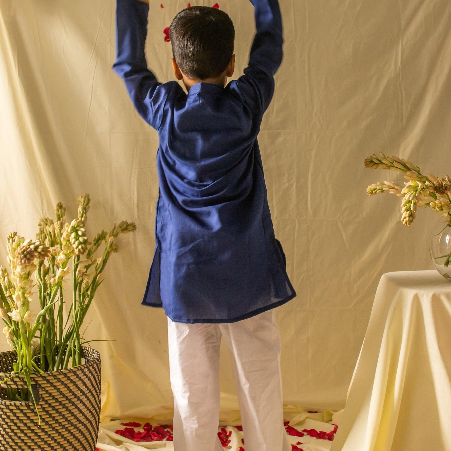 Royal Blue Gota Boys Kurta with Pyjama-Kidswear-House of Ekam