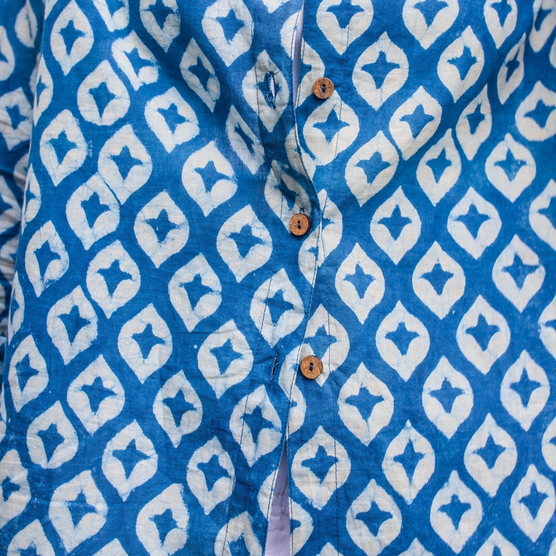 Surmaya Indigo Diamond Shirt-Shirts-House of Ekam