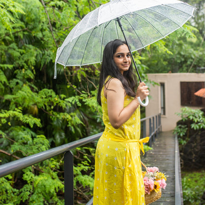 Yellow Bandhani Jumpsuit-Jump suits-House of Ekam