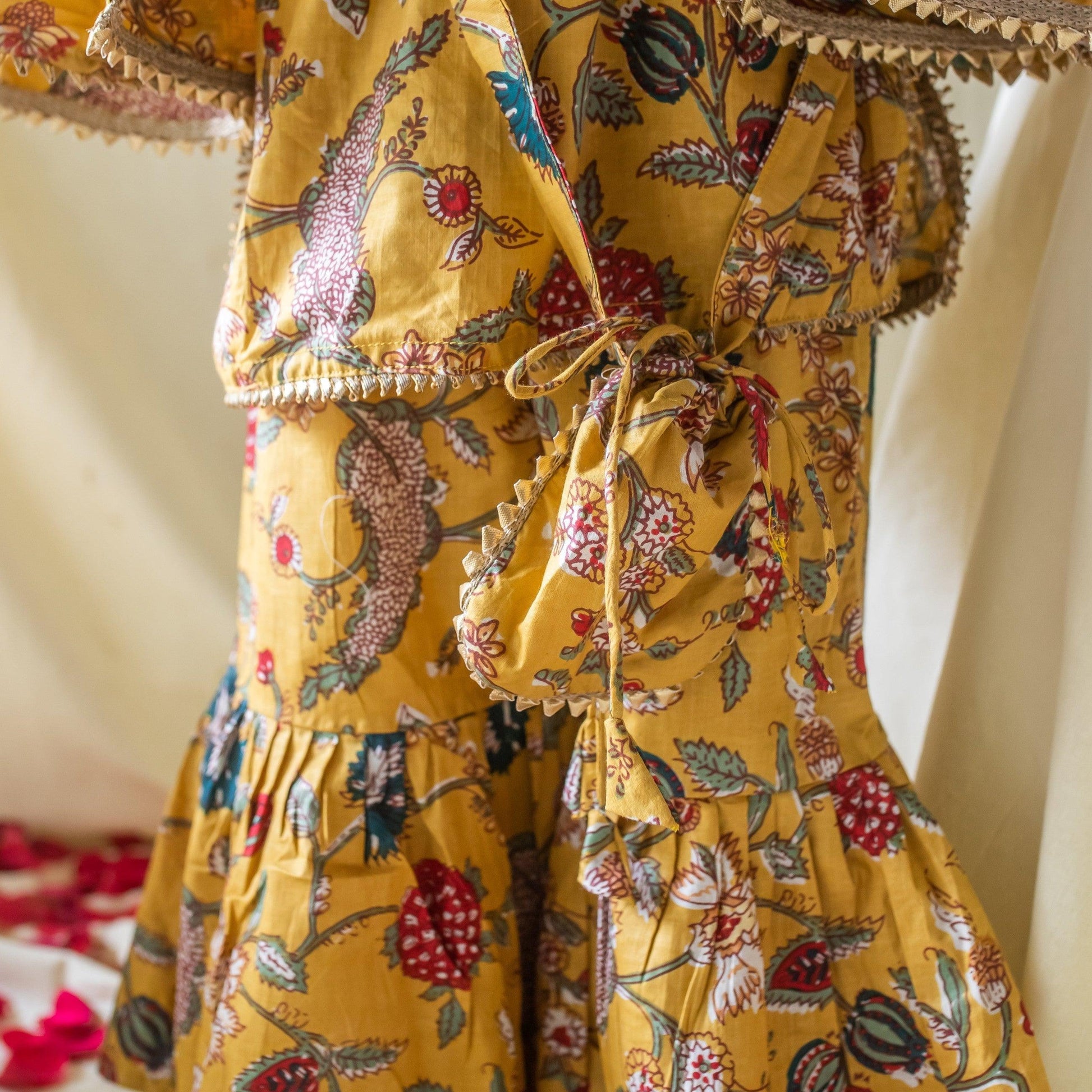 Yellow Floral Printed Girl Sharara Suit With Dupatta-Kidswear-House of Ekam